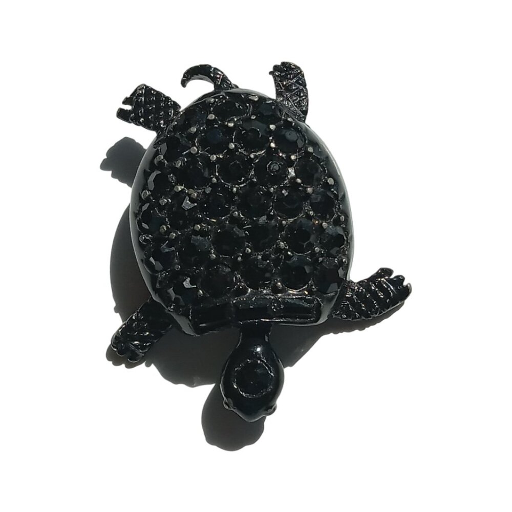 Vintage PELL Black Rhinestones Tortoise Turtle Brooch Pin RARE - Picture 5 of 15